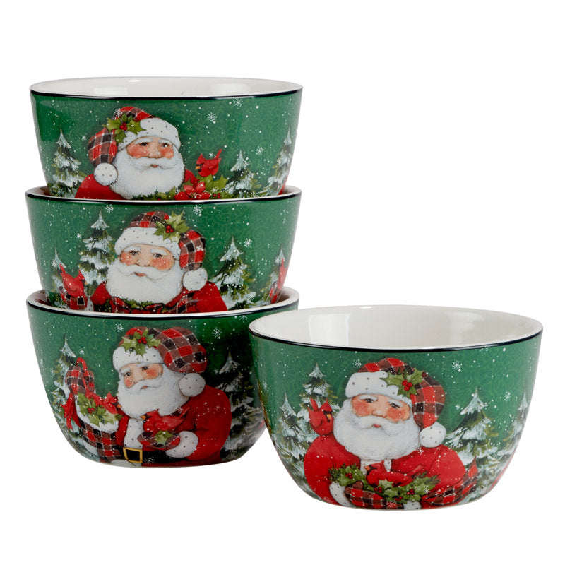 Conjunto de Louças Christmas Lodge Santa com 16 Peças - Serviço para 04 Pessoas