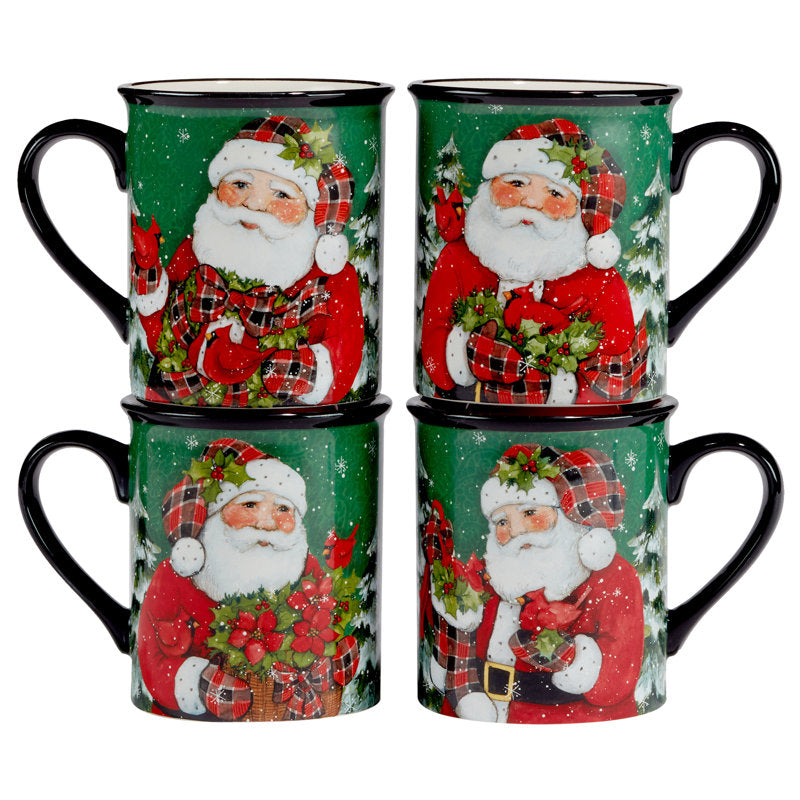 Conjunto de Louças Christmas Lodge Santa com 16 Peças - Serviço para 04 Pessoas