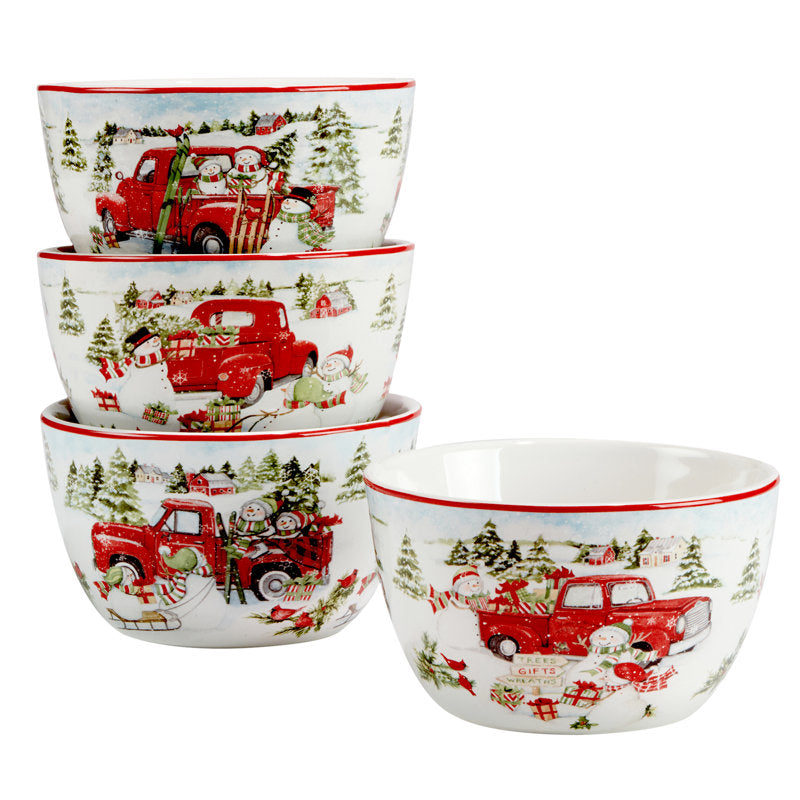 Conjunto Louças porcelana Estampa de Natal 16 peças - Serviço para 04 Pessoas