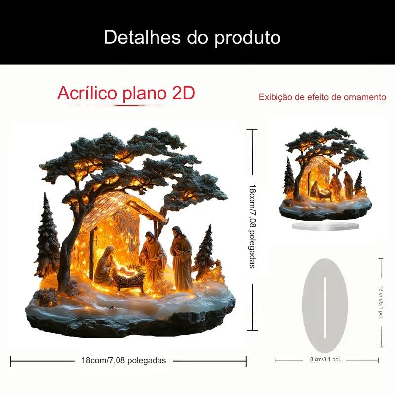 Presépio de Resina Estilo Boêmio com Led