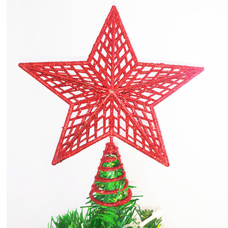 Estrela de Natal Ponteira Glitter Brilhante 20cm para Arvore Decoração