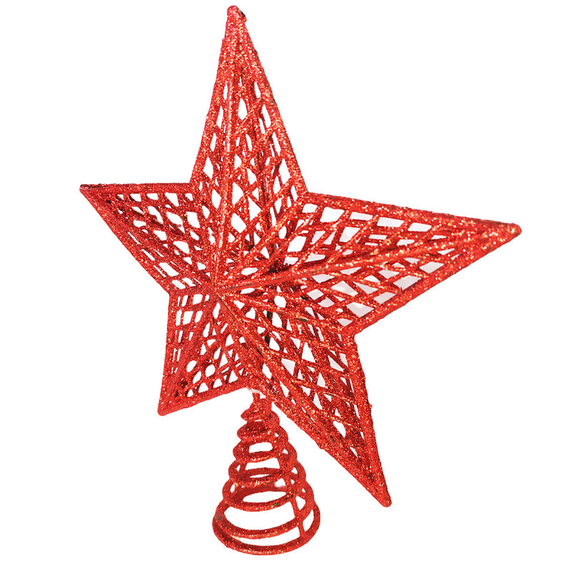 Estrela de Natal Ponteira Glitter Brilhante 20cm para Arvore Decoração