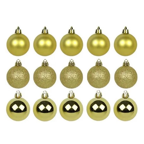 Kit 30 Bolas De Natal Mista 4cm Dourada Decoração Árvore