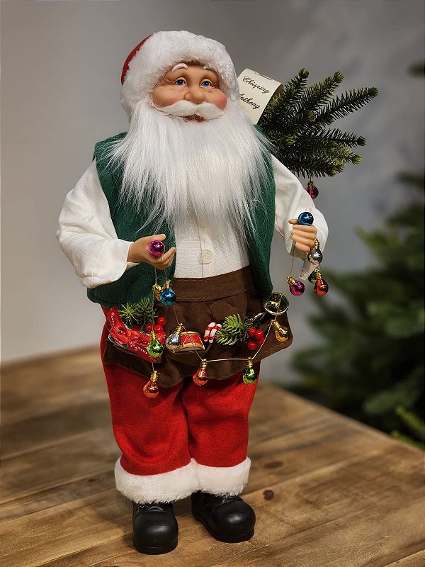 PAPAI NOEL EM PÉ VERDE BRANCO